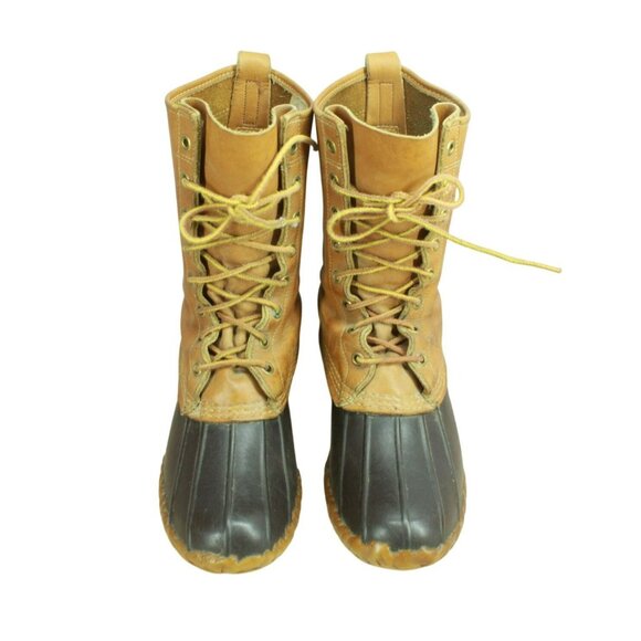 Vintage LL Bean Brown Leather Unlined Mid Calf Hunting Duck Boots Size 5 M - Picture 5 of 10